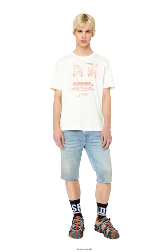 Diesel d-krooshort-z-t Apparel Light Blue Men 2XT44N389 Diesel d-krooshort-z-t Apparel Light Blue Men 2XT44N389